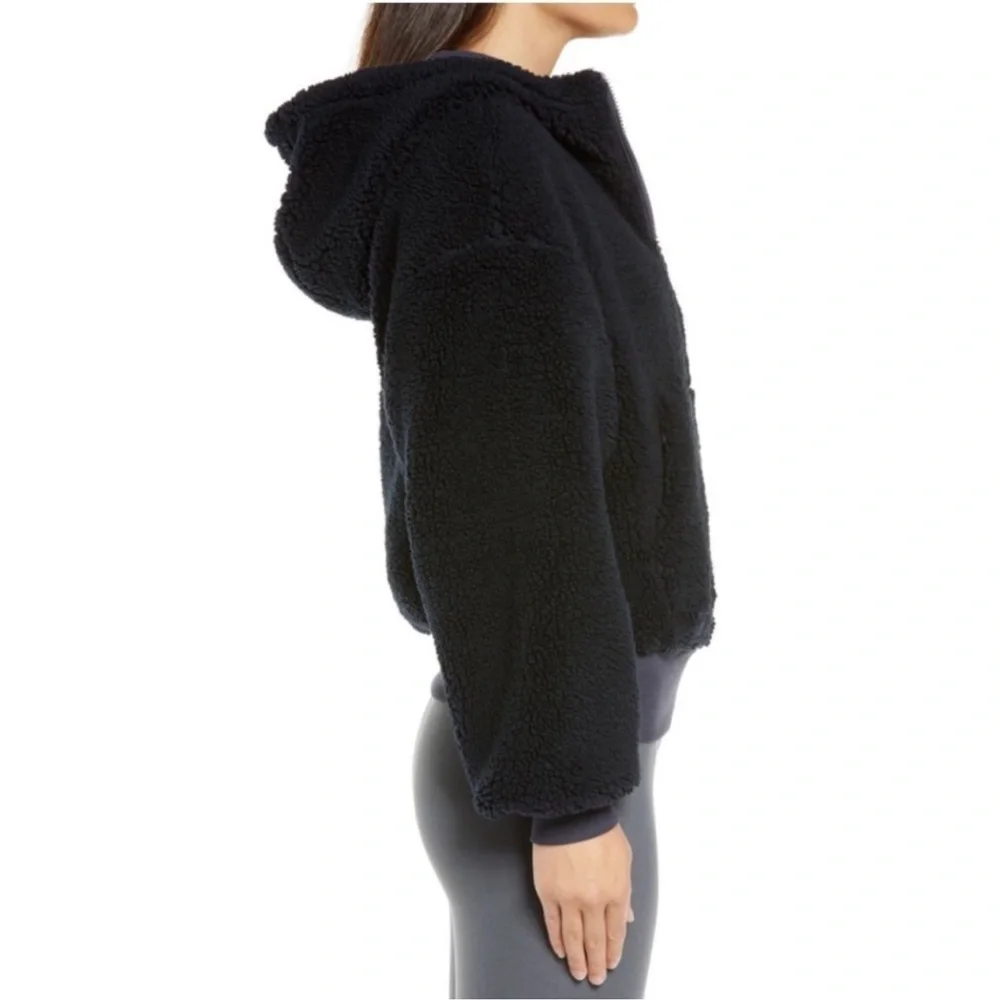 Alo Streetside Quarter Zip Hooded Fleece Jacket Navy Blue XS